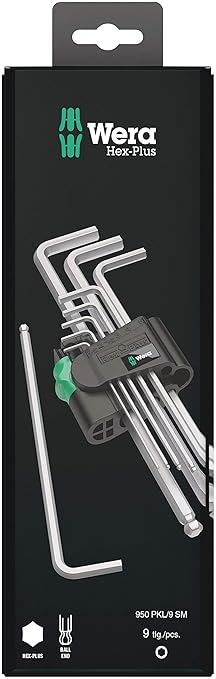Wera 05073391001 950/9 Hex-Plus 1 SB L-key set, metric, chrome-plated, 9 pieces