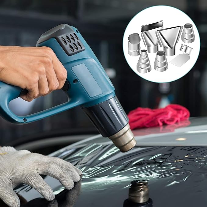 7pcs 35-40mm Heat Gun Nozzles Kit Stainless Steel Hot Air Soldering Station Replacement Parts for Repair Tool Accessory 1500-2000W