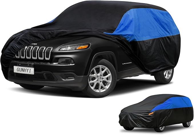 Jeep Car Cover Custom Fit Jeep Cherokee (2013-2025) Waterproof All Weather for Automobiles, Lightweight Full Exterior Cover Outdoor Sun UV Rain Dust Snow Wind Protection. Blue