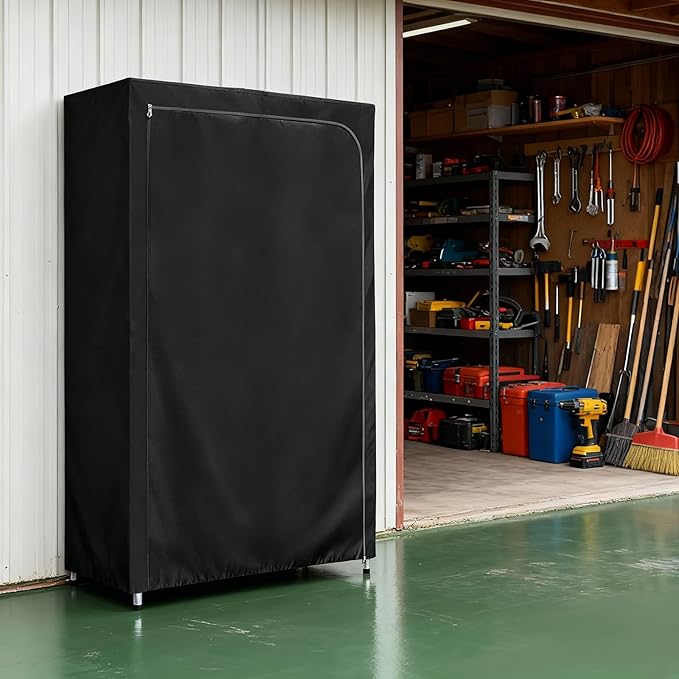 Rileytee Wire Shelf Cover,Heavy Duty 600D Dustproof Waterproof Shelf Covers for Wire Shelving,Outdoor Storage Rack Cover for Wire Rack with Zipper,Black,48"W x 18"D x 72"H