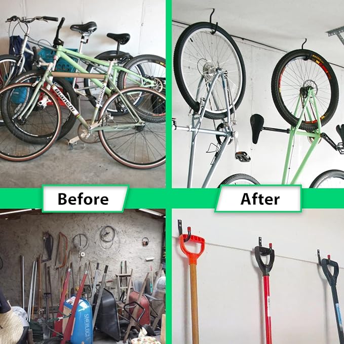 Heavy Duty 16 Pack 4.5 Inches Garage Utility Hooks for Bike Storage, 5.7 Inches Wall Mount Screw Ceiling Hooks - Hanger for organizing Bikes, Ladder, Extension and Power Tools