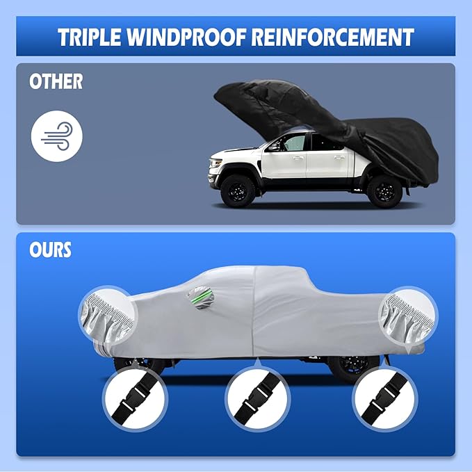 Car Cover Fit for Ram 1500 Short Bed, Migaven Truck Cover Waterproof All Weather Full Exterior Cover Sun Rain Protection with Door Zipper