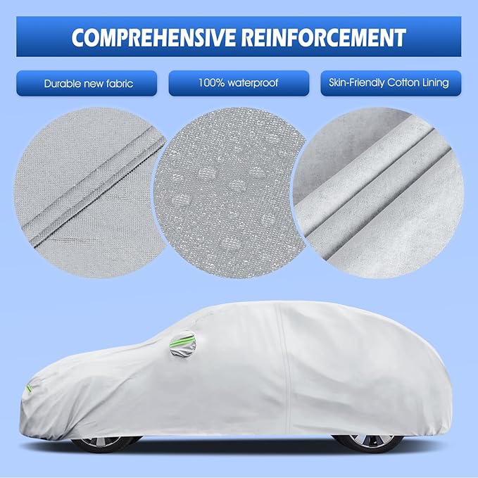 Car Cover Custom Fit for Volkswagen Beetle 2 Door 1998-2019, Migaven Waterproof Full Exterior Cover Sun Rain Protection with Door Zipper and Cotton Lining