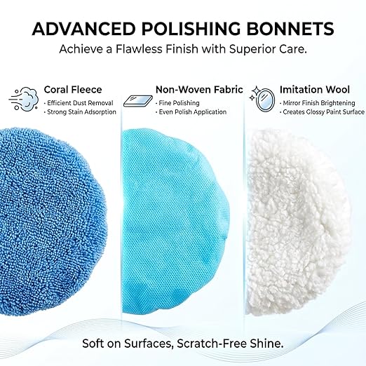 Sukh 12PCS Car Buffing Pads - Car Polishing Bonnet Pad Buffing Pads 5 to 6 Inches Microfiber Polish Pads Orbital Buffer Pads Wax Cover Kit for Vehicle Waxing and Cleaning