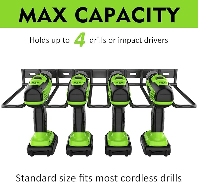 ENONCI Power Tool Organizer, Drill Holder Wall Mount,Thickened Drill Rack,50 lb Garage Storage Heavy Duty Drill Organizer Utility Storage Rack for Dewalt Milwaukee Ryobi Cordless Tools