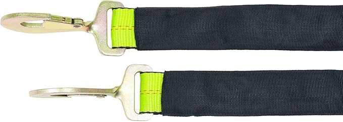 Mytee Products V-Bridle Strap 2" x 4' w/Snap Hooks w/Cordura Sleeve and Axle Straps, D Ring Middle, for Car Hauler, Rollback, Flat Bed, Tow Truck, Wreck & Recovery