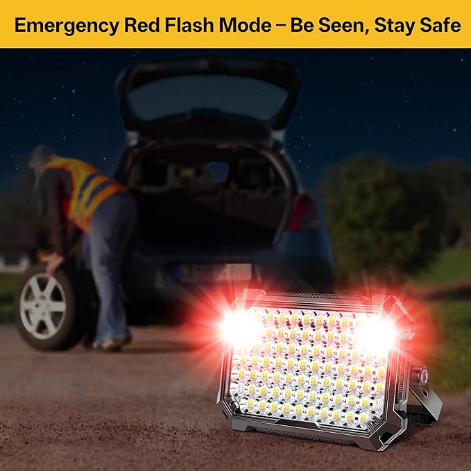 LED Work Light Rechargeable Outdoor, 13000mAh Work Flood Lights 10000LM with 4 Light Modes for Camp Essentials, IP65 Waterproof LED Lantern for Emergency, Power Outages, Car Repair, Tent