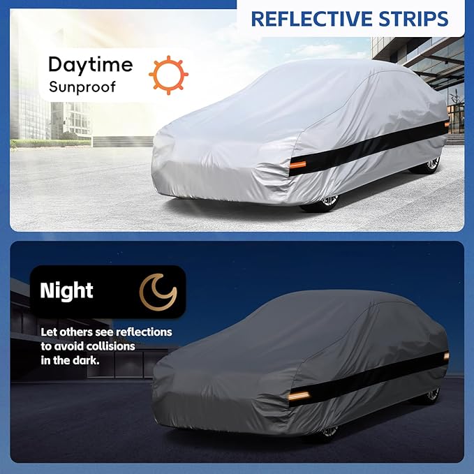 10 Layers Car Cover Custom Fit for Dodge Charger (2006-2024) Waterproof All Weather for Automobiles, Outdoor Full Cover Rain Sun UV Protection.Silver