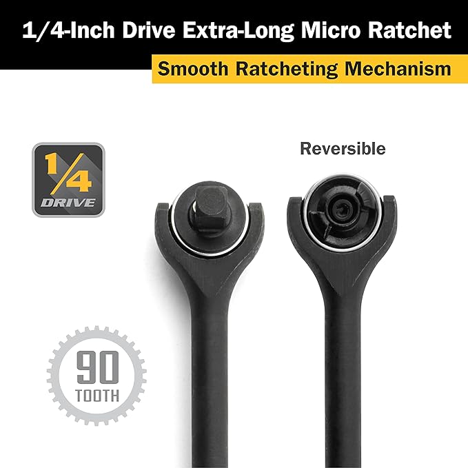 Titan 11328 1/4-Inch Drive x 7-Inch 90-Tooth Swivel Head Ratchet