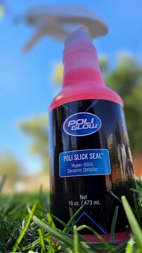 Poli Glow Poli Slick Seal Ceramic Spray Detailer – 16 oz | Silica Polymer Sealant for Boats, RVs & Cars | High-Gloss, Hydrophobic, UV Protection, Last 6+ Months, No Buffing Needed | Made in USA