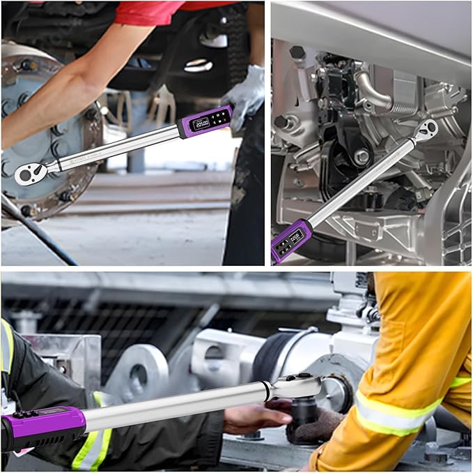 Digital Torque Wrench 1/2 Drive, 4.43-295 Ft-lb/6-400 Nm, 1/2 Torque Wrench Digital with ±1% Accuracy, Vibration, Buzzer LED, Adjustable Electronic Torque Wrench Set for Motor Car Truck