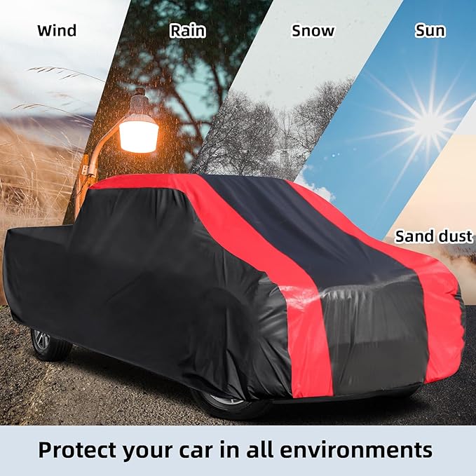 6-Layer Car Cover Waterproof All Weather for Automobiles,Universal Fit for Truck,Outdoor Full Cover Rain Sun UV Protection with Zipper Cotton,Fit Truck-Length (230" to 250")