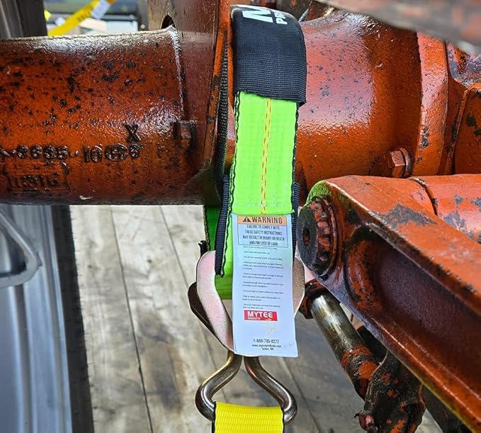 Mytee Products 16 Pack 2" x 36" Heavy Duty Green Tie Down Axle Straps with Magnetic D-Ring and 12" Protective Sleeve, 10,000LBS Capacity - for Car Trailer Hauler Tow Truck Wrecker Tie Down Strap