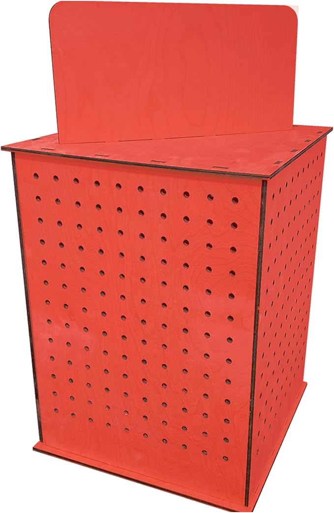 TORCHED DISPLAYS Rotating Display Stand | 22.5 x 16.76-inch | Rotating Organizer Wood Pegboard | Pegboard Display Stand for Craft Shows, Vendor Events, Jewelry, Accessories | Red