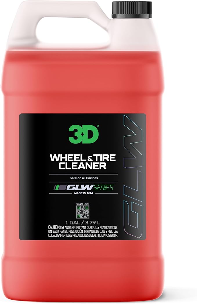 3D Wheel & Tire Cleaner - 1 Gallon Deep Cleaning All-in-One Formula | Removes Brake Dust, Grime, Tire Browning | Safe on All Wheels | DIY Car Detailing