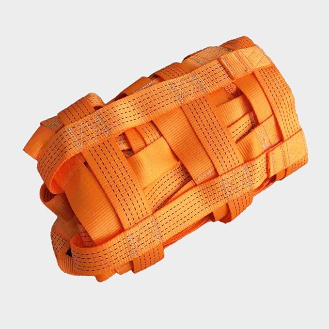 Cargo Lifting Net, Flat Polyester Sling Hoisting Net 15cm Square Mesh Tear Resistance Safety Net Straps, Hanging Netting for Construction Rigging Moving Towing Hoisting Work Gear (3.3x3.3ft, Orange)
