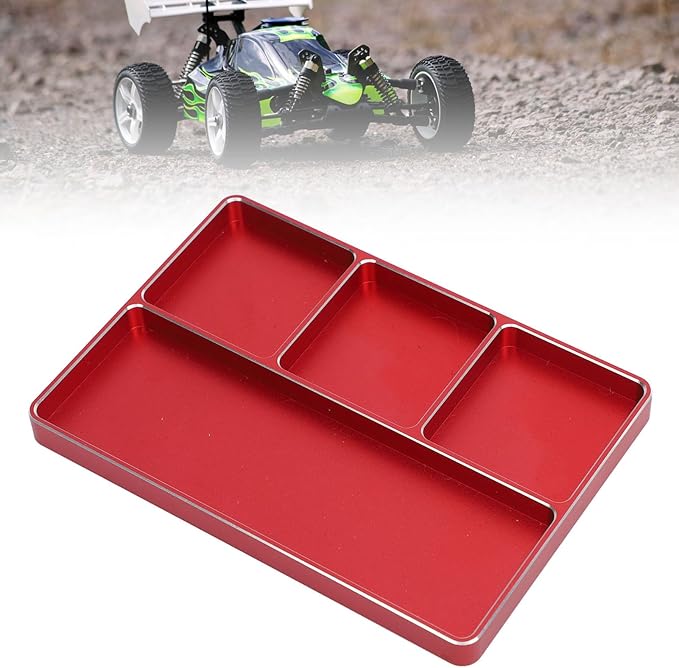 RC Screw Tray Aluminum Alloy Magnetic Design 4 Grids Repair Tool for RC Toy Repair, Electronic Repair Kit Tool Organizer