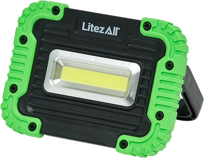 LitezAll 1000 Lumen Compact Kickstand Work Light, Ultra Bright LED Utility Light with Adjustable Stand for Garage, Job Site, Emergency, or DIY Use – Battery Operated and Portable