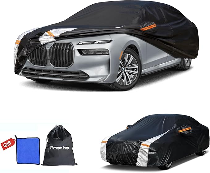 Car Cover Waterproof All Weather, Full Exterior Sedan Cover Universal Fit Chevrolet Caprice, Buick Roadmaster/Riviera, Ford Crown Victoria, Cadillac DTS etc, See Chart(Length 209"-218").