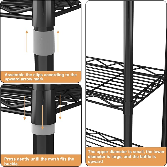 HOMEFORT 5-Tier Wire Shelving Unit, Extra Wide Metal Storage Rack, Free Standing Rack, Durable Organizer Perfect for Pantry Closet Kitchen Laundry Organization in Black, 29" W x 14" D x 61" H