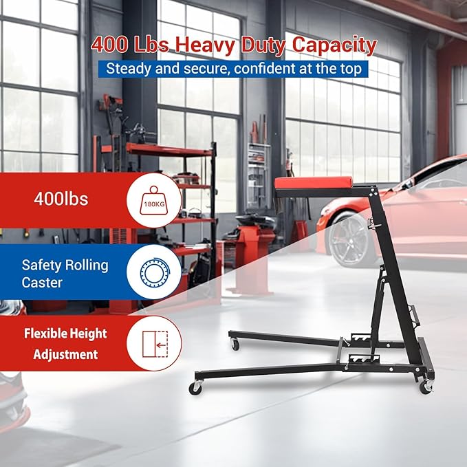 400lbs High Top Automotive Engine Creeper, 48" to 66" Adjustable Height Creeper for Garage Workshop Repair Maintenance Mechanic