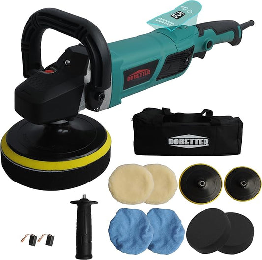 Dobetter Constant Car Buffer Polisher for Car Detailing, 1500W Car Wax Buffer with 6-Speed Adjustable LCD Display, Precision Finish for Marine, Automotive & Furniture Surfaces(Green)