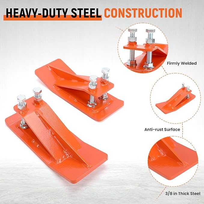 2Pcs Tractor Bucket Protector,Bucket Edge Anti-Skid Device,Double Hexagon Lock Nuts and Bolts,for Snow Leaves Removal Spreading Gravel,Orange