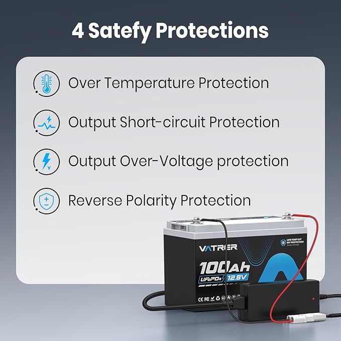 12V 10A Lithium Battery Charger VATRER POWER 14.6V LiFePO4 Battery Charger with 0V Activation, LED Indicator & Anderson Connector for 12V Lithium Batteries in Boat RV