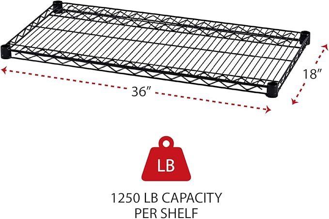 Alera ALE Industrial Wire Shelving Extra Wire Shelves, 36w x 18d, Black (Case of 2 Shelves)