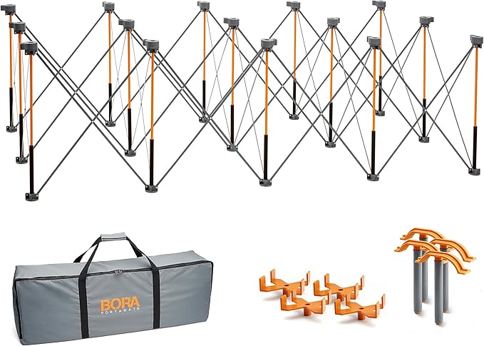 BORA Centipede 30in Folding Work Table - 48 x 96 Portable Workbench with 6000lb Capacity, 15-Strut Collapsible Work Bench for Garage, Mobile Workstation with Storage Bag - No Assembly Required CK15S