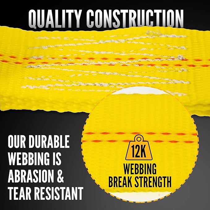 US Cargo Control Flat Hook Ratchet Strap, 2 Inch Wide X 27 Foot Long, Yellow Weather Resistant Webbing, 3,333 Pound Working Load Limit, Pallet of 320