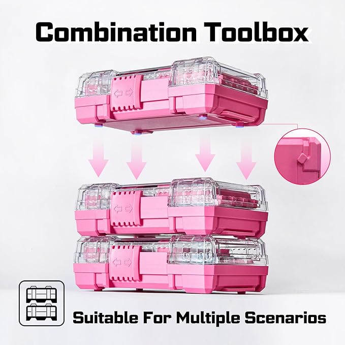 Geinxurn 2Pcs Storage Box Case, small parts box with detachable divider, Screwdriver Bit Set Box