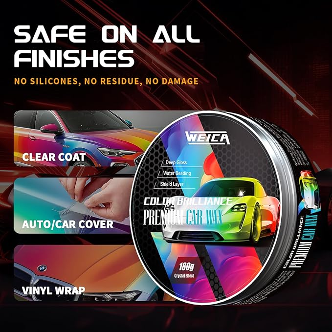 Premium Carnauba Wax 30% Conc. - Ultimate Paint Protection for Luxury Cars | 3-Month UV & Acid Rain Shield | Hydrophobic Ceramic Coating Enhancer