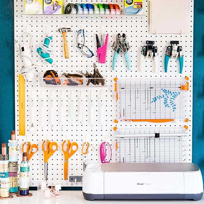 2 Pcs Pegboard, Metal Pegboard Wall Panels - Pegboard Wall Organizer System - Peg Boards for Walls, Small Peg Board Tool Storage, White Pegboard for Garage, Craft Room, Workbench, Kitchen, Office