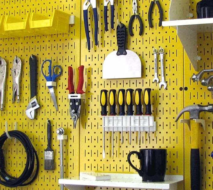 Wall Control Pegboard 32in x 16in Yellow Metal Pegboard Tool Board Panel