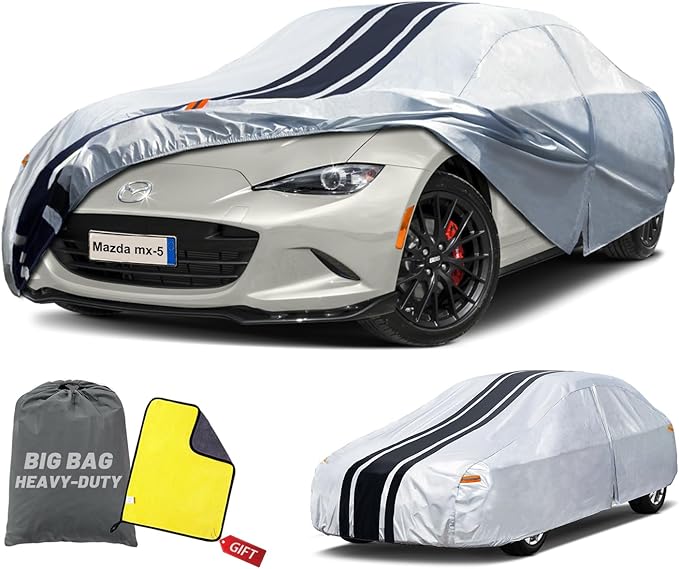 10-Layer Waterproof Coupe Sports Car Cover. Full Outdoor Small Car Covers. Universal Fit for Mazda Miata MX5, Honda S2000. Kia Rio, Sun Snow Rain. Size A1 (up to 165 inch)