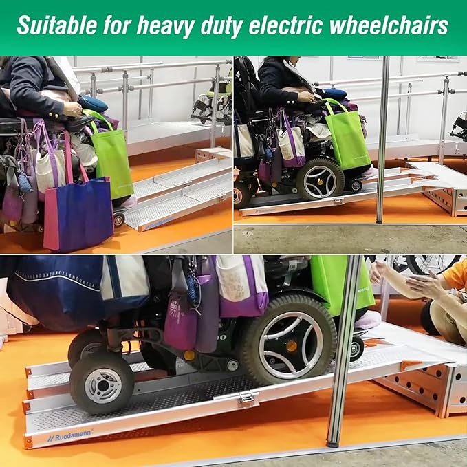 Ruedamann 8FT Surprisingly Sturdy Telescopic Scooter Ramp for Van 11-5/8" Wider per ramp, Super Portable ramp, 800 lbs Capacity ramp for Wheelchair for Home Steps for Electric Wheelchairs, Ebikes