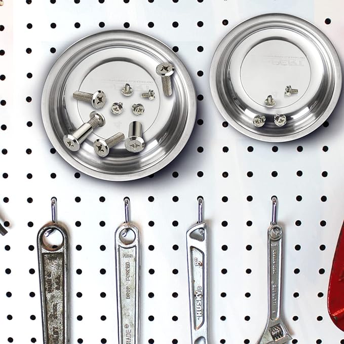 5 Pack 4.3 Inch Magnetic Parts Tray Craftsman Magnetic Tray for Mechanics Magnetic Screw Holder Magnetic Bowl for Screws Bolt Magnetic Tool Tray Stainless Steel Magnet Tray Round Magnetic Dish
