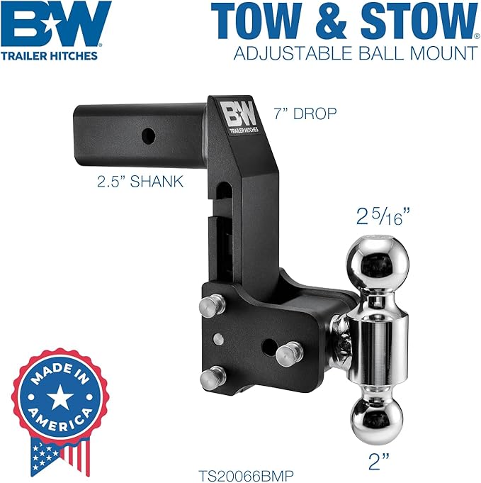 B&W Trailer Hitches B&W MultiPro Tow & Stow - Fits 2.5" Receiver, Dual-Ball (2" x 2-5/16") 18,000 GTW - TS20066BMP