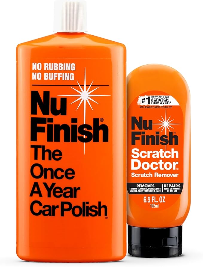 Nu Finish Exterior Finishing Car Kit, Car Care Kit Buffs Out Scratches, Includes Nu Finish Scratch Doctor Clear Coat Scratch Remover and Once A Year Car Polish, 2 Count