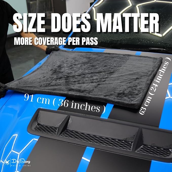 Premium DryStang Car Drying Towel, 1400 GSM Extra Large 24"x36" Double Sided Microfiber Drying Towel Car Truck, Durable XL, Ultra Absorbent Drying Towel, No Lint, No Scratch, No Water Spots, No Streak