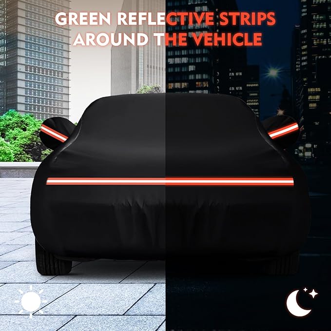 QUNSUNUS 6 Layer Car Cover for Ford Mustang 1964-1968 Waterproof All Weather 420D Windproof for Ford Mustang Car Cover Hail Protection with Zipper