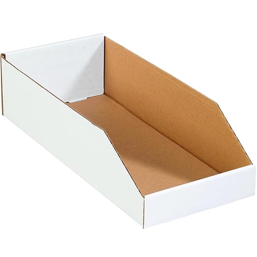 Box USA BBINBWZ818 Open Top Bin Boxes, 8" x 18" x 4 1/2", Oyster White (Pack of 50)