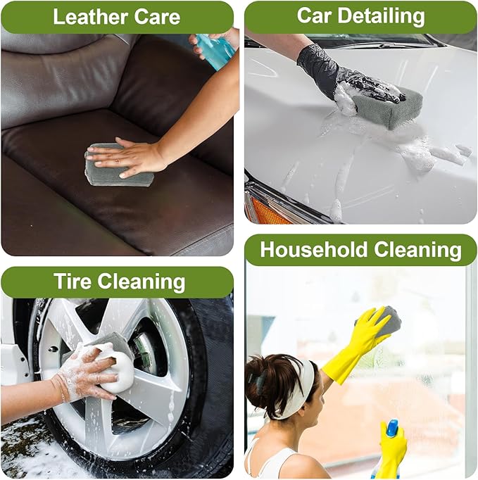8 PCS Microfiber Applicator Pad, 4.7"x3.1" Scratch-Free Foam Buffing Scrub Pads, Car Wash Sponges for Effortless Detail Polishing, Waxing, Tire Shining, Interior Cleaning, Scrubbing (Grey)