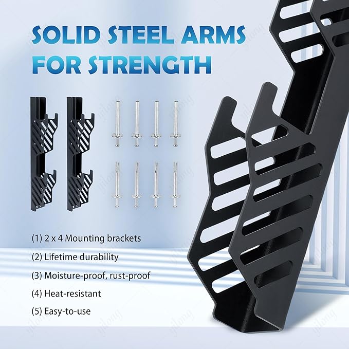 Jack Stands Wall Mount Organizer Brackets Fits 2 & 3 Ton,Heavy Duty Jack Stands Holder Hook,Jack Stand Storage Rack Wall Mount,Great for Car Tower Trailer Accessories Tool– 2 Packs for 4 Jack Stands