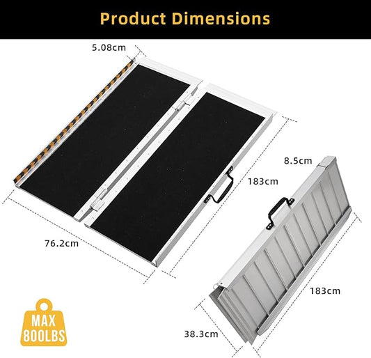 EliteEdge Portable Ramp 6FT - High Weight Capacity, Non Skid Aluminum, Folding Wheelchair Ramp for Home Entrance, Thresholds, Stairs, Curbs, Scooters