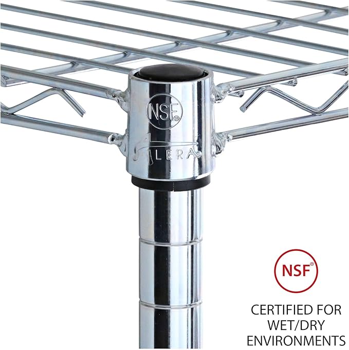Alera 5-Shelf Wire Shelving Kit with Casters and Shelf Liners, 36w X 18d X 72h, Silver