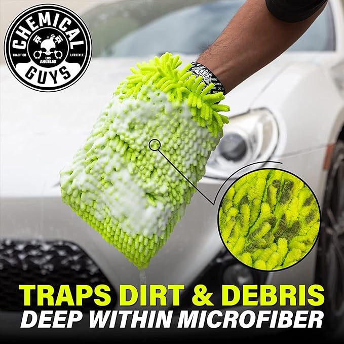 Chemical Guys CWS_101M Car Wash Starter Bundle - Maxi-Suds II Foaming Car Wash Soap, 128 oz (1 Gallon), Cherry Scent + Green Chenille Wash Mitt (2 Items) Works on Cars, Trucks, SUVs, RVs & More