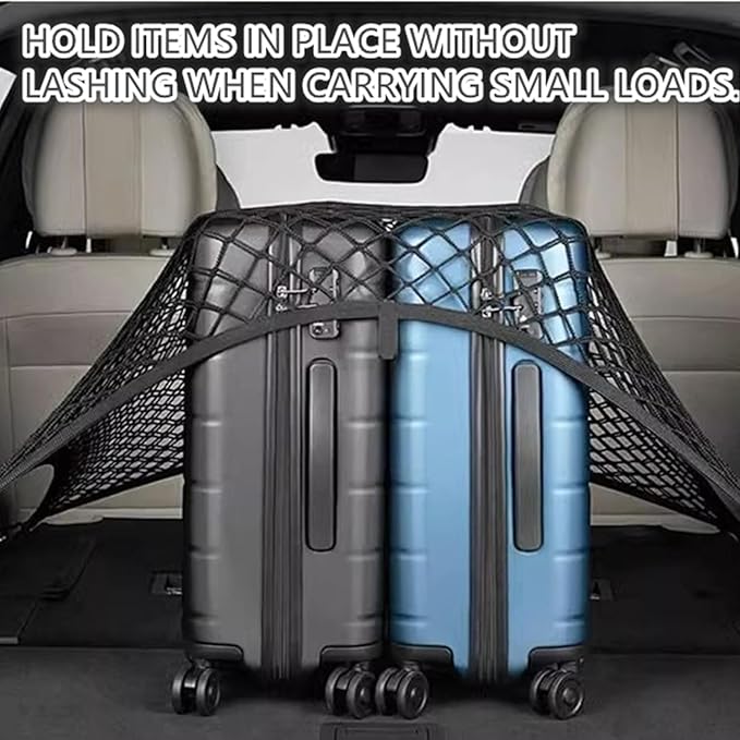 Cargo Net for SUV with Hooks, Adjustable Highly Elastic Storage Organizer Net for Car, Pickup Trucks,Mesh Organizer 3.3'x2' Stretches to 6'x4', Black