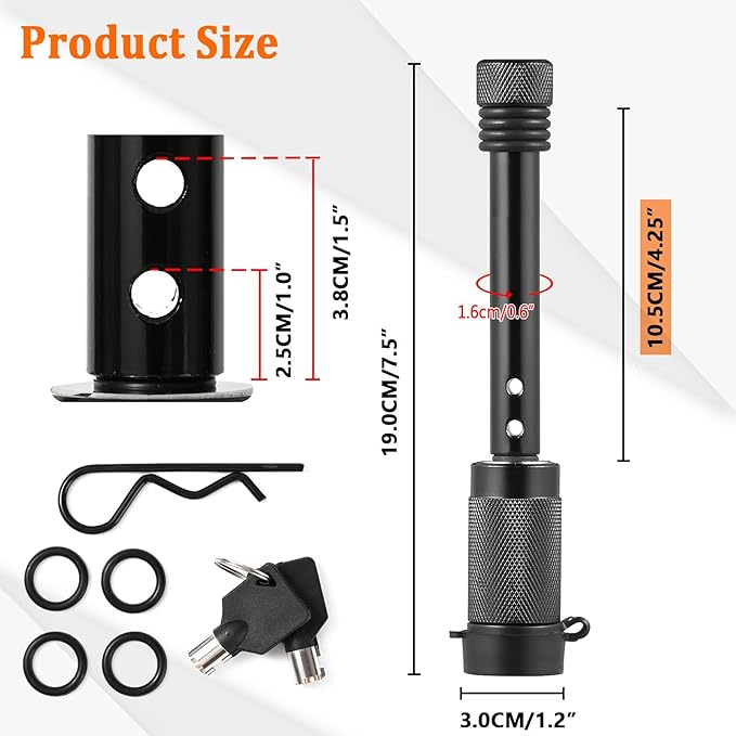 AUTOXBERT 5/8" Trailer Hitch Locks with O-Rings for RV Truck Trailer Pin Tow Receiver Universal 2 inch Towing Hitch Receiver Anti-Theft Lock